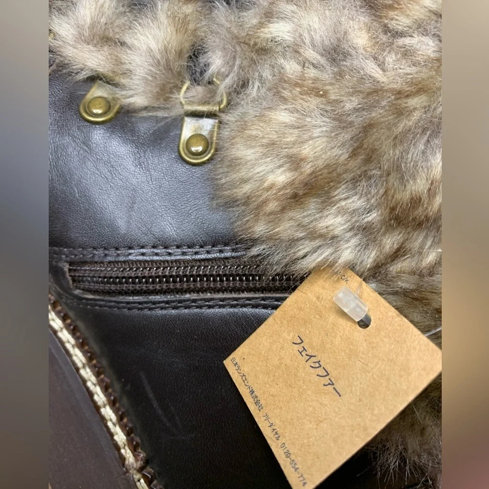LANDSEND Women’s Leather Faux Fur Cuff Booties, Side Zip, **Minor Cosmetic Flaws